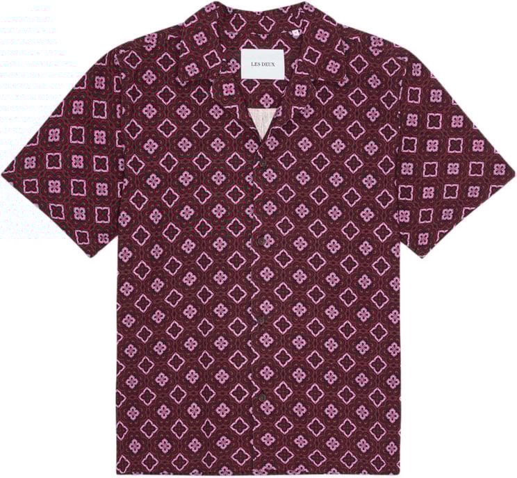 Les Deux Camicia Ss Lukas Arabesque Aop Red Dahlia