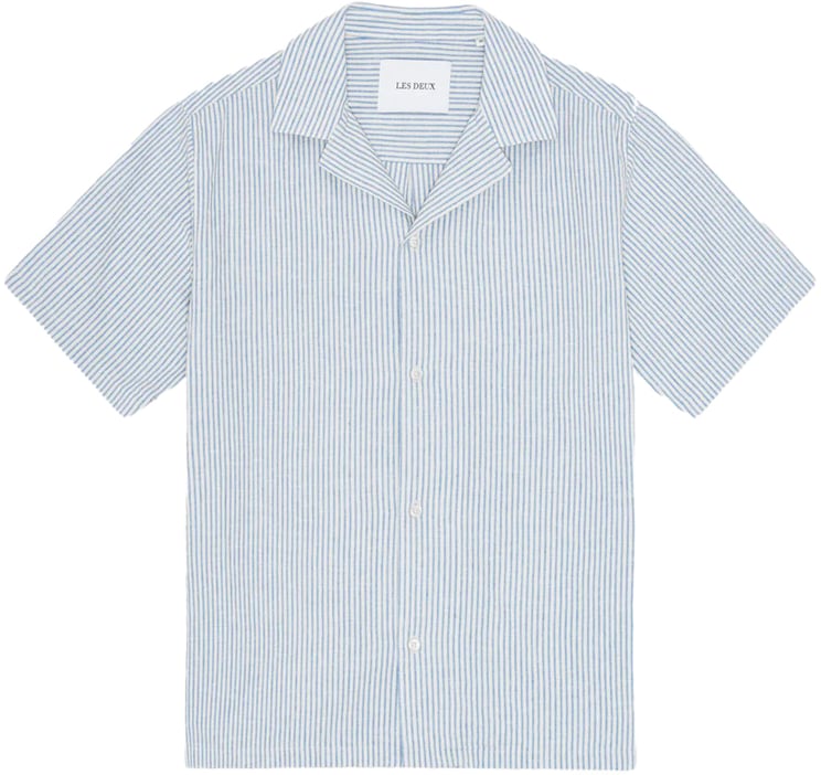 Les Deux chemise beu raye rayure blanc manche courte