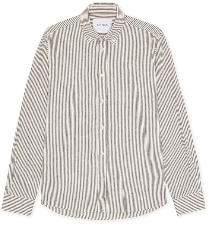 Les Deux chemise rayee les deux konrad teak brown