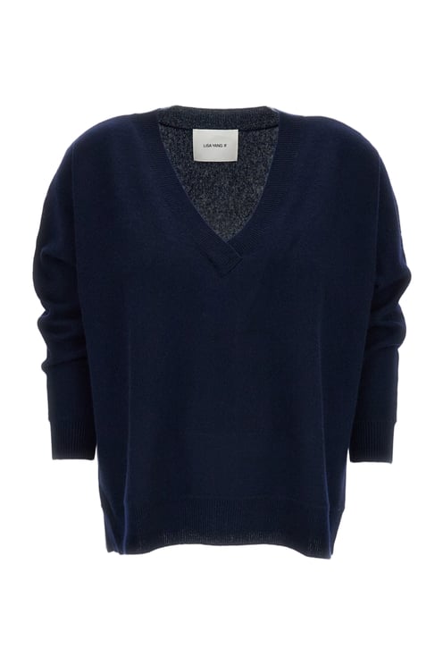 Lisa Yang Blue Kenny V-Neck Cashmere Sweater