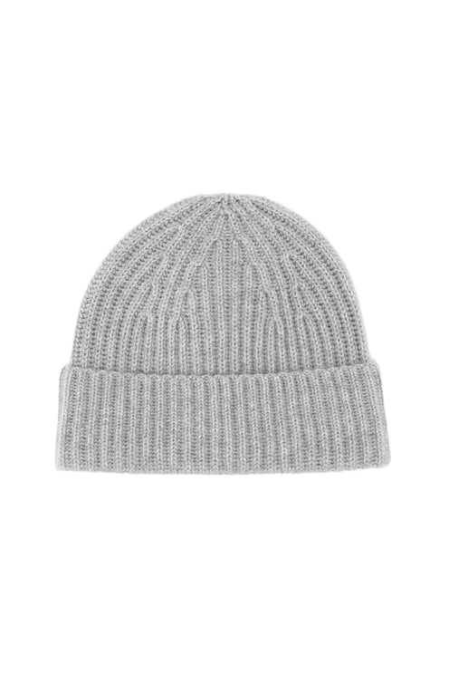 Lisa Yang Cashmere Beanie with Wide Ribbed Brim and Relaxed Fit