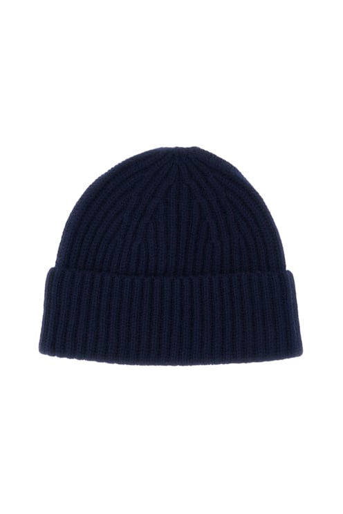 Lisa Yang Blue Martigny Ribbed Cashmere Hat