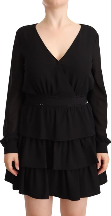 Liu Jo Liu Jo Black Polyester Long Sleeves V-neck Mini A-line Dress