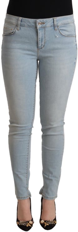 Liu Jo Liu Jo Light Blue Cotton Mid Waist Slim Fit Denim Jeans