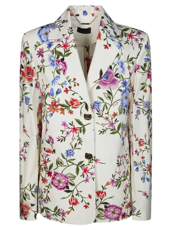 Liu Jo White Floral Print Lapel Jacket