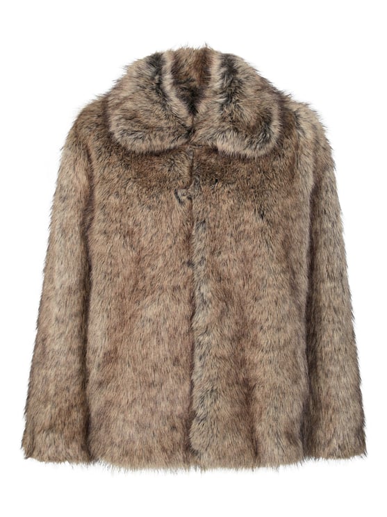 Liu Jo Faux Fur Coat with High Collar and Voluminous Silhouette