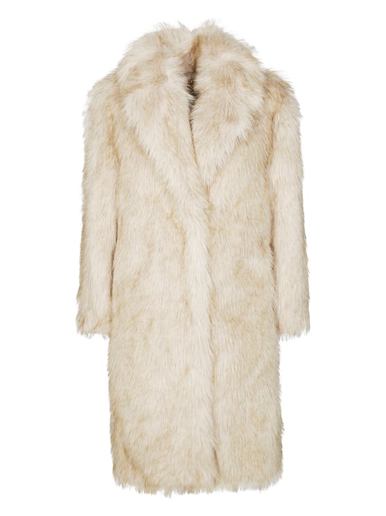 Liu Jo Long Faux Fur Coat with Classic Collar