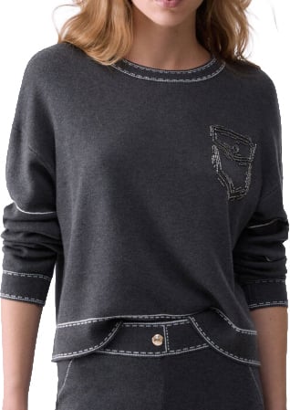 Liu Jo Sweaters Acciaio Mel/Bco Lana