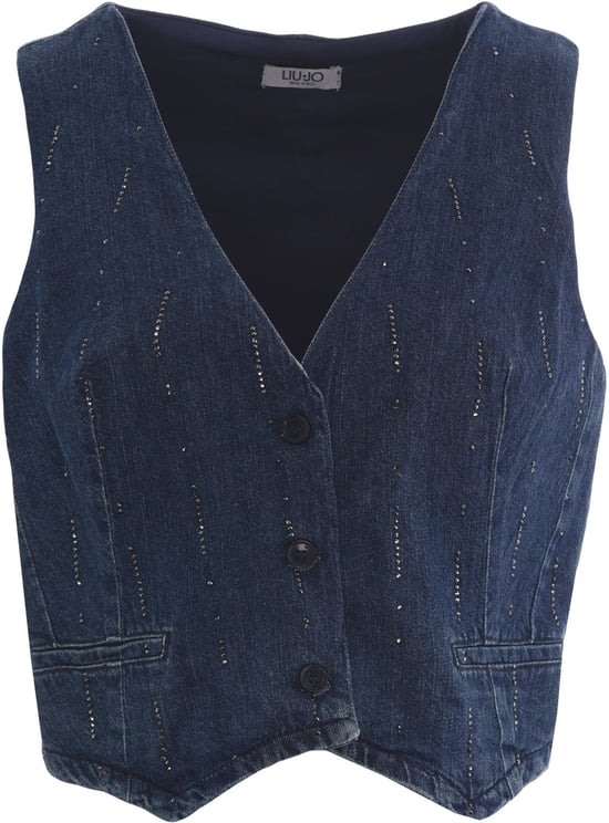 Liu Jo Denim vest with rhinestones