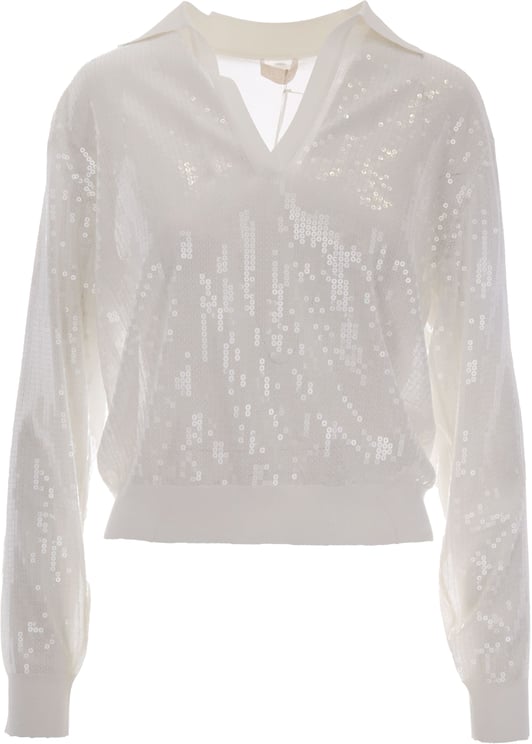Liu Jo Top Bianco Lana Sequins