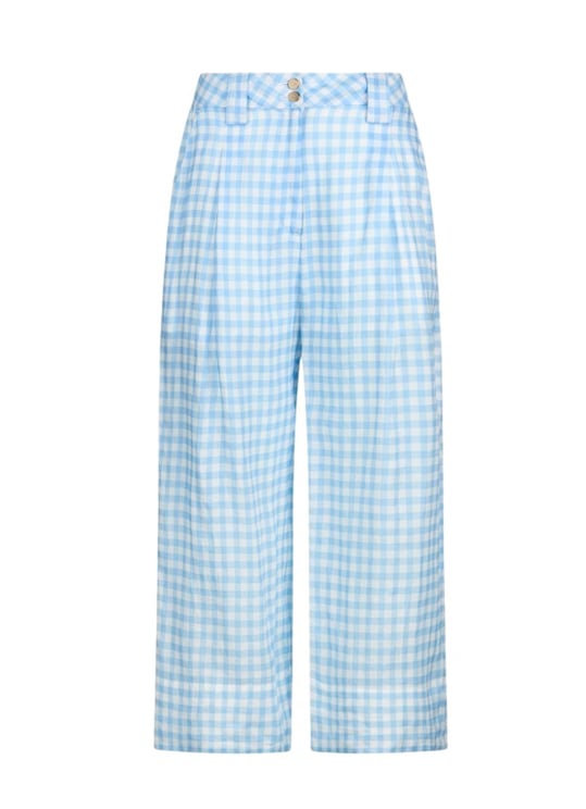 Liu Jo Cropped Vichy Trousers With Front Pleats And Side Pockets