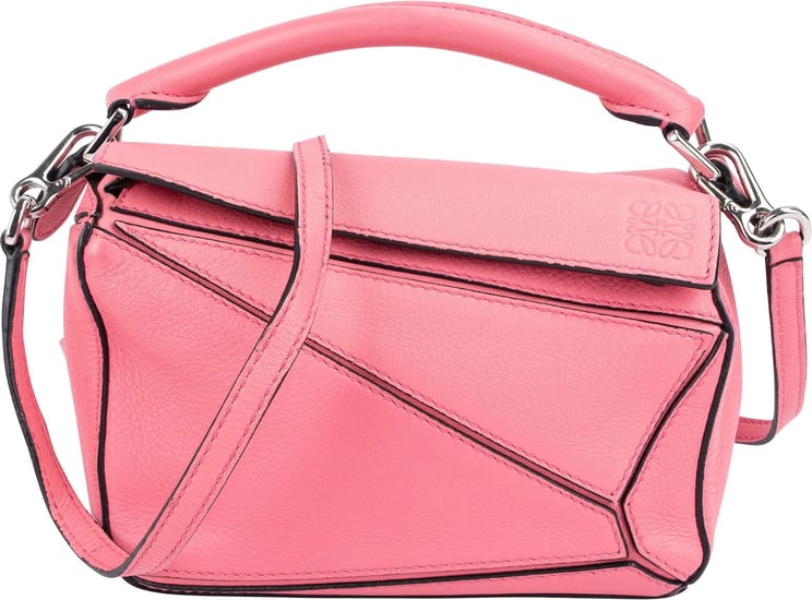 Loewe Loewe Pink Leather Puzzle Mini Crossbody Handbag