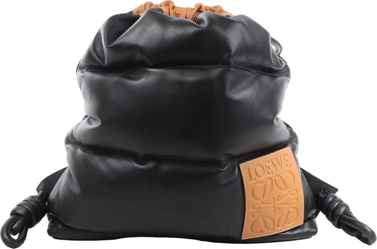 Loewe LOEWE Puffy Yago Leather x Nylon Backpack in Black x Brown