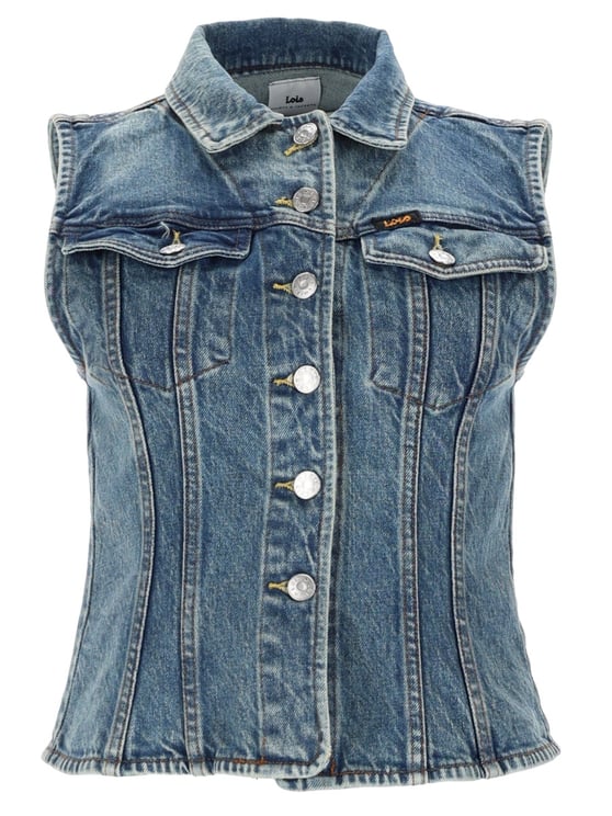 Lois Jeans Celine Sleeveless Denim Frayed Vest