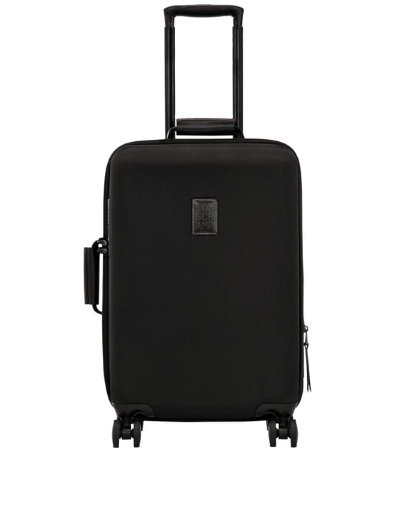 Longchamp Compact Square Black Suitcase with Telescopic Handle