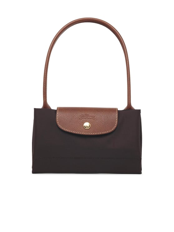 Longchamp Rectangular Nylon Shoulder Bag with Textured Leather Flap