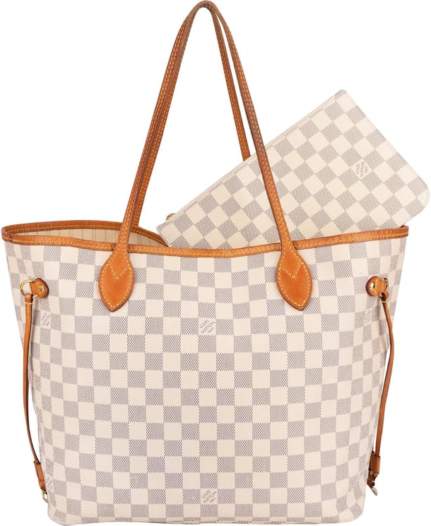 Louis Vuitton Louis Vuitton Monogram Damier Azur Canvas Neverfull MM Shoulder Bag