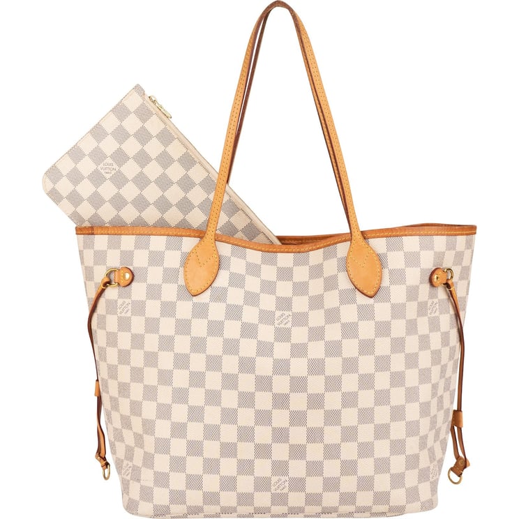 Louis Vuitton Louis Vuitton Monogram Damier Azur Canvas Neverfull MM Shoulder Bag