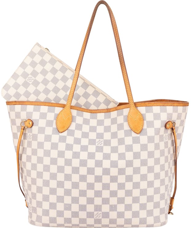 Louis Vuitton Louis Vuitton Monogram Damier Azur Canvas Neverfull MM Shoulder Bag