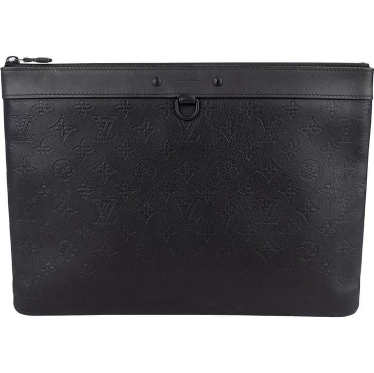 Louis Vuitton Louis Vuitton Monogram Shadow Leather Pochette Discovery Laptop Clutch
