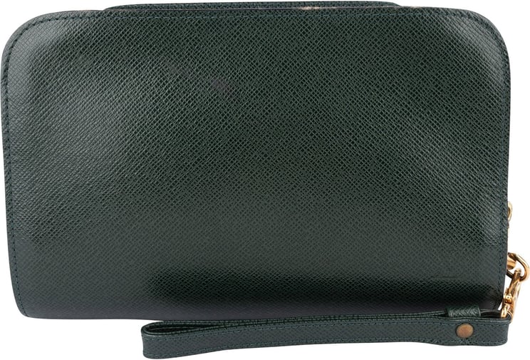 Louis Vuitton Louis Vuitton Green Taiga Leather Pochette Homme Clutch