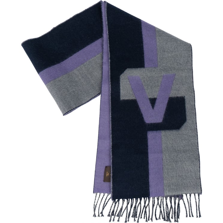 Louis Vuitton Louis Vuitton Purple Wool Cashmere V Scarf Schal