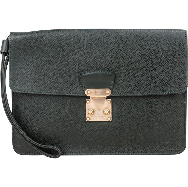 Louis Vuitton Louis Vuitton Green Taiga Leather Kourad Clutch