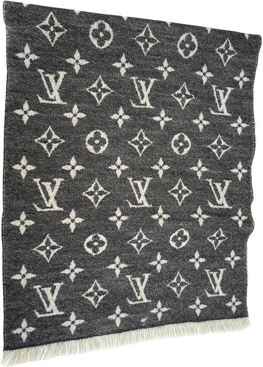 Louis Vuitton Louis Vuitton Classic Schal Grau Weiß / sehr gut