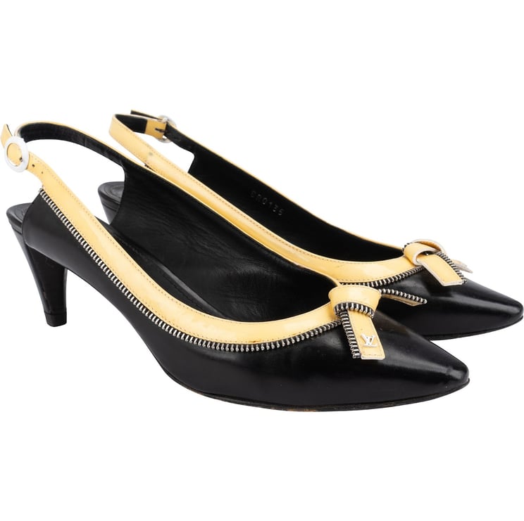 Louis Vuitton Louis Vuitton Multicolor Patent Leather Zipper Detail Slingback Pumps (37)