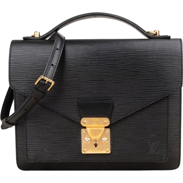 Louis Vuitton Louis Vuitton Noir Epi Leather Monceau Handbag