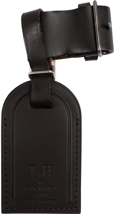 Louis Vuitton Louis Vuitton Noir Leather Luggage Tag Set (T.H)