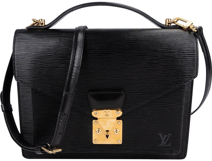 Louis Vuitton Louis Vuitton Noir Epi Leather Monceau Handbag