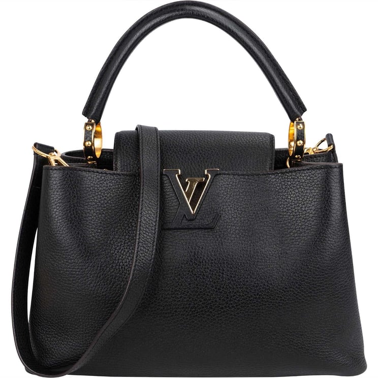Louis Vuitton Louis Vuitton Noir Taurillon Leather Capucines MM Handbag