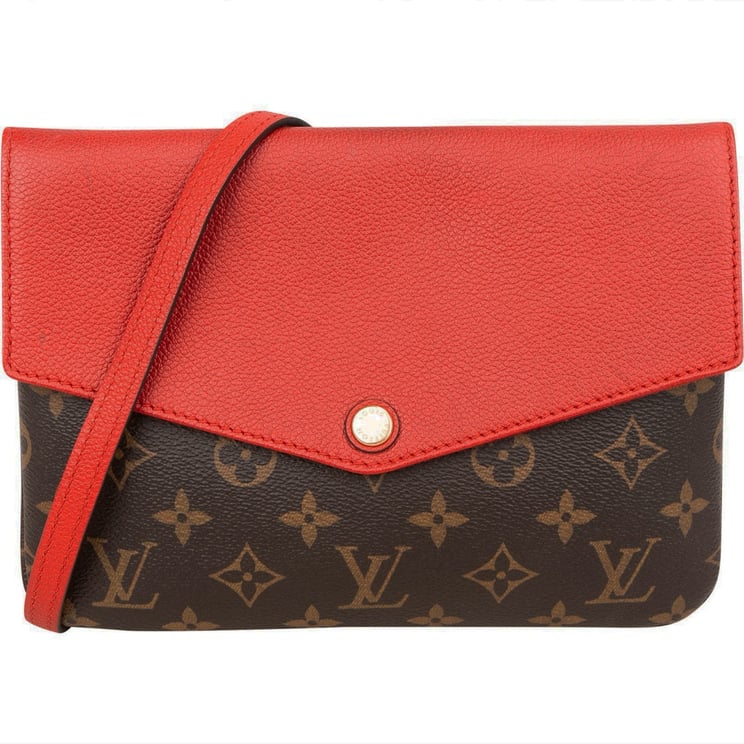 Louis Vuitton Louis Vuitton Monogram Canvas Red Leather Twice Crossbody Bag