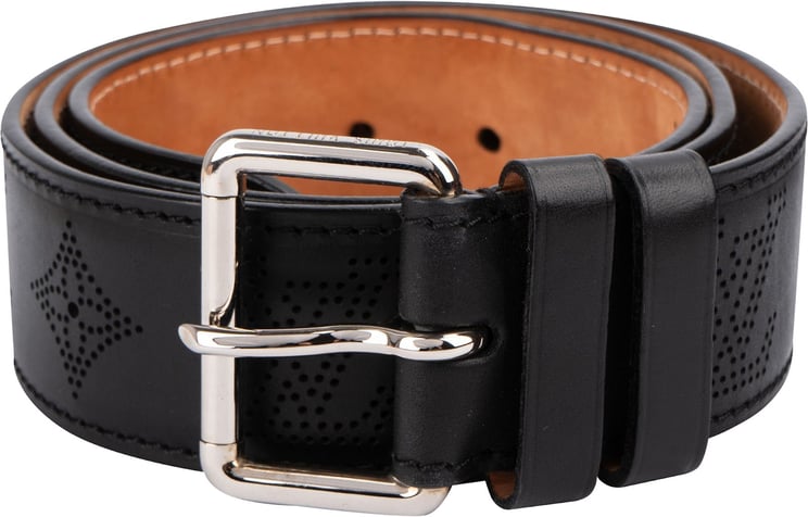 Louis Vuitton Louis Vuitton Black Perforated Leather Ceinture Belt (90 / 36)