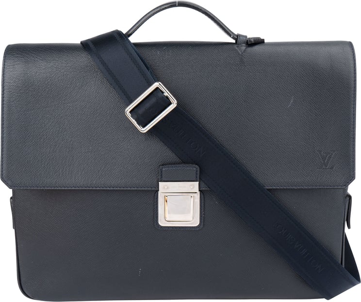 Louis Vuitton Louis Vuitton Bleu Taiga Leather Vassili PM Business Handbag