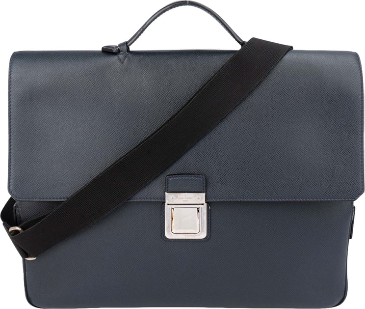 Louis Vuitton Louis Vuitton Blue Taiga Leather Vassili PM Business Handbag