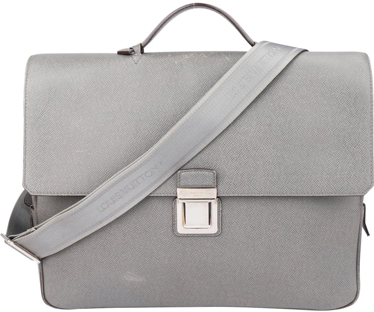 Louis Vuitton Louis Vuitton Grey Taiga Leather Vassili PM Business Handbag