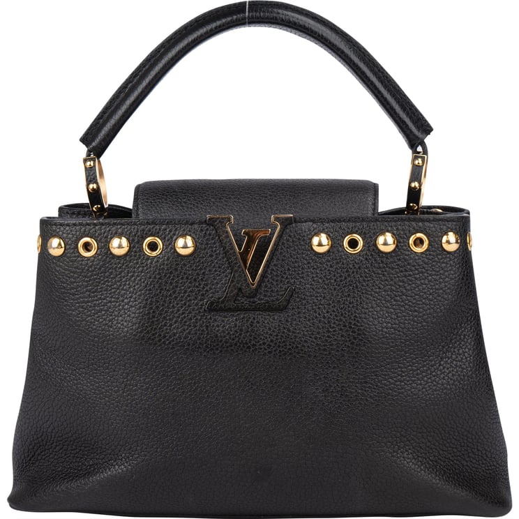 Louis Vuitton Louis Vuitton Noir Taurillon Pins Capucines PM Handbag
