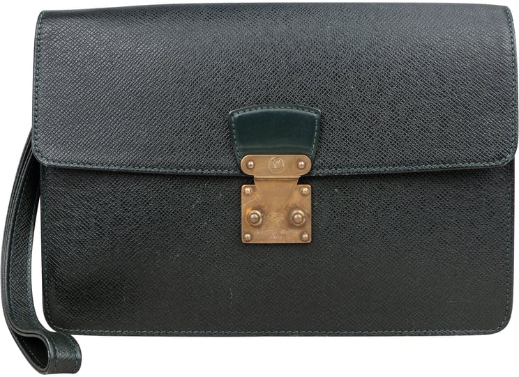 Louis Vuitton Louis Vuitton Green Taiga Leather Kourad Clutch