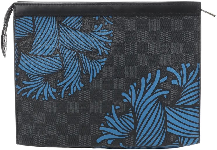 Louis Vuitton Louis Vuitton Pochette Voyage Damier Graphite Clutch in Black x Blue N62260
