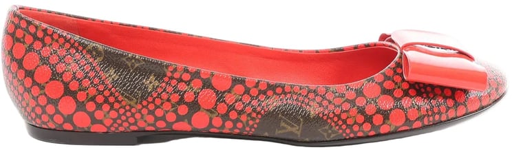 Louis Vuitton Louis Vuitton x Yayoi Kusama Bow 12 years Leather Polka Dot Ballet Flats in Red x Black, Size 38.5 EU
