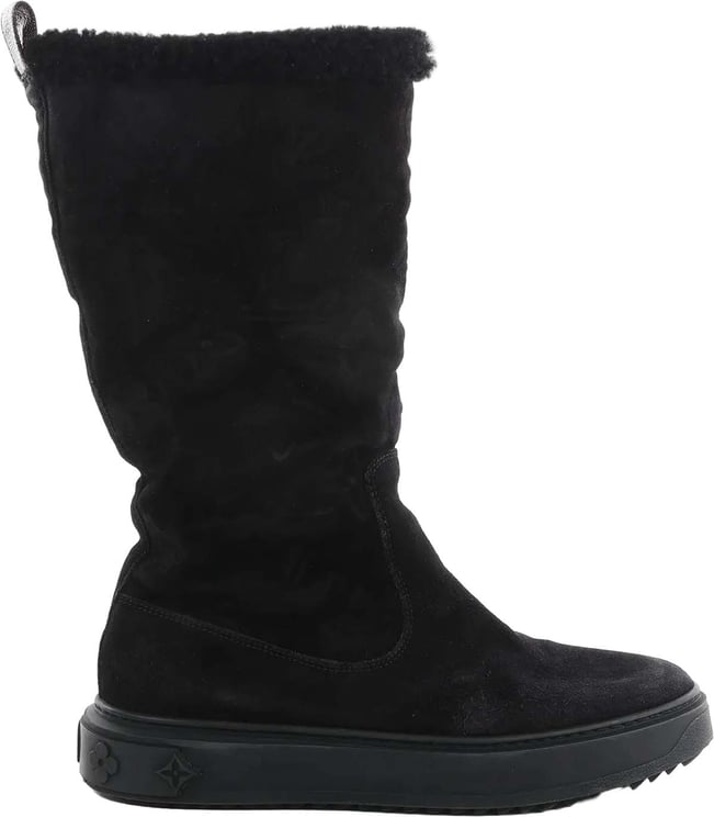 Louis Vuitton Louis Vuitton Breezy line 19-year Monogram Suede x Sheepskin Boots in Black CL0169, Size 38 EU
