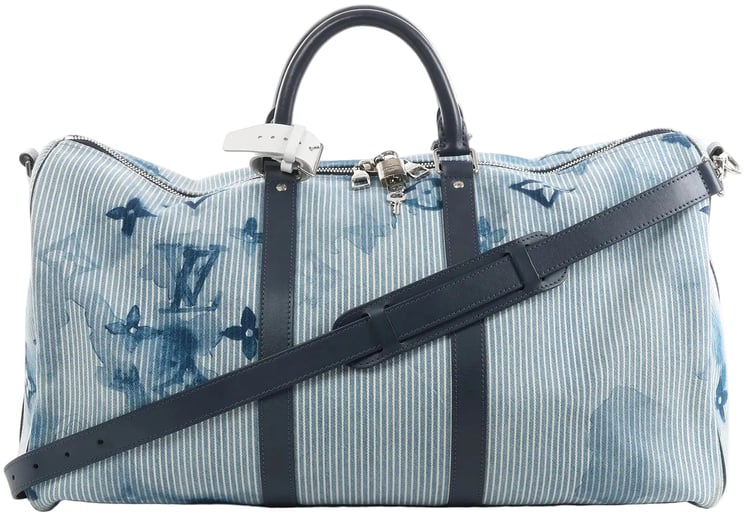 Louis Vuitton Louis Vuitton Keepall Bandoulière 50 Monogram Water Color Travel Bag in Blue x White M57946