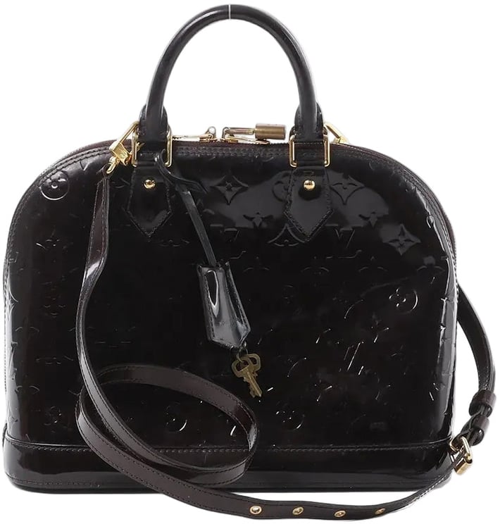 Louis Vuitton Louis Vuitton Alma MM Vernis Leather 2 Way Handbag in Amarante M90024