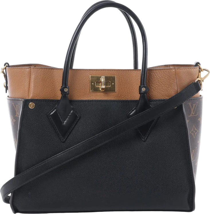 Louis Vuitton Louis Vuitton On My Side MM Monogram Leather 2Way Handbag in Brown x Black M53823