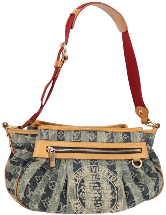 Louis Vuitton Louis Vuitton Porte Epaule Raye Handbag Striped Monogram Denim MM