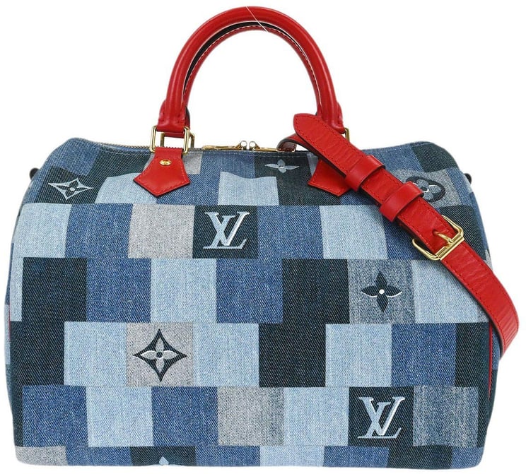 Louis Vuitton Louis Vuitton Speedy Bandouliere Bag Damier and Monogram Patchwork Denim 30