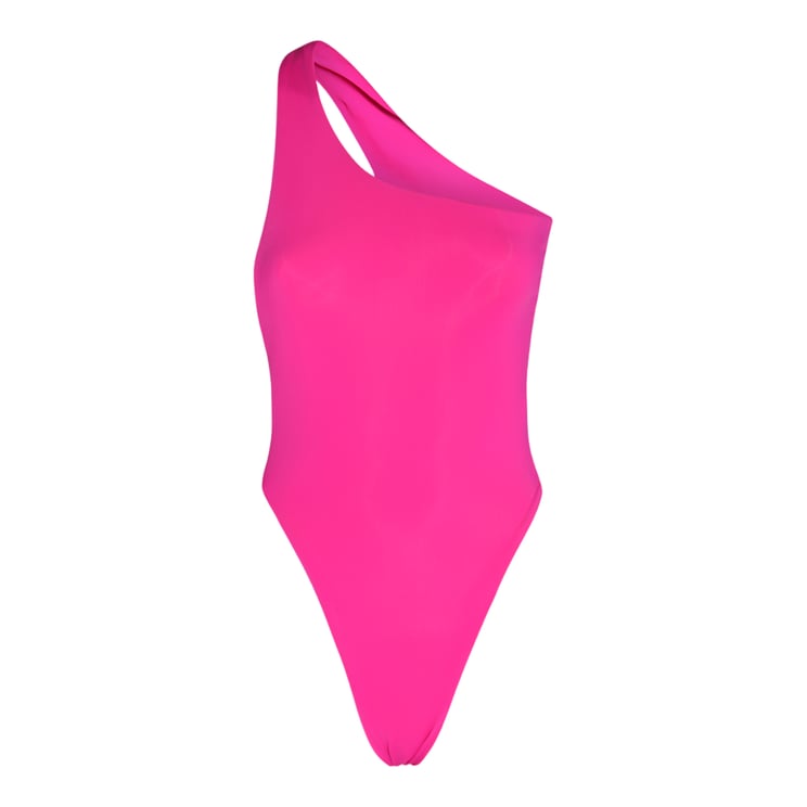 Louisa Ballou One-Shoulder Vibrant Pink Swimsuit
