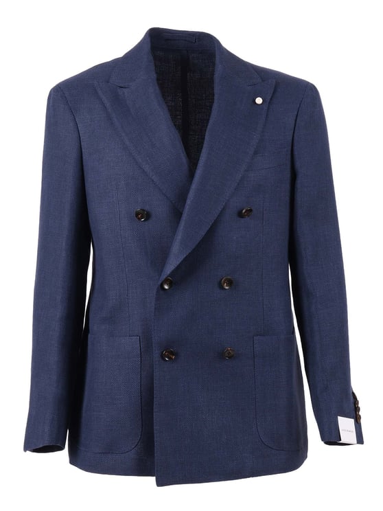 Luigi Bianchi Double Breasted Drop 7 Textured Blazer